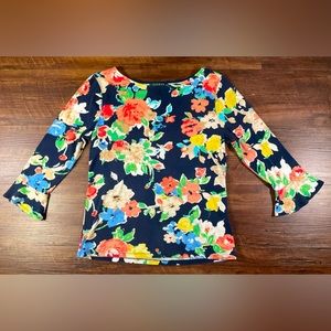 Lauren Ralph Lauren Women’s Cotton Tunic 3/4 Sleeve Multicolor Floral, Sz L